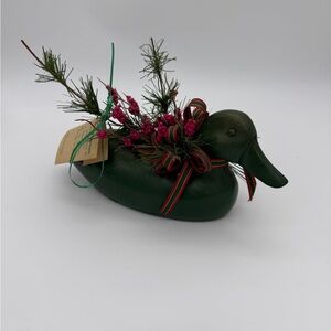 Vtg. Retro Christmas Rustic Design Farmhouse Handcarved Wooden Duck Figurine 10”